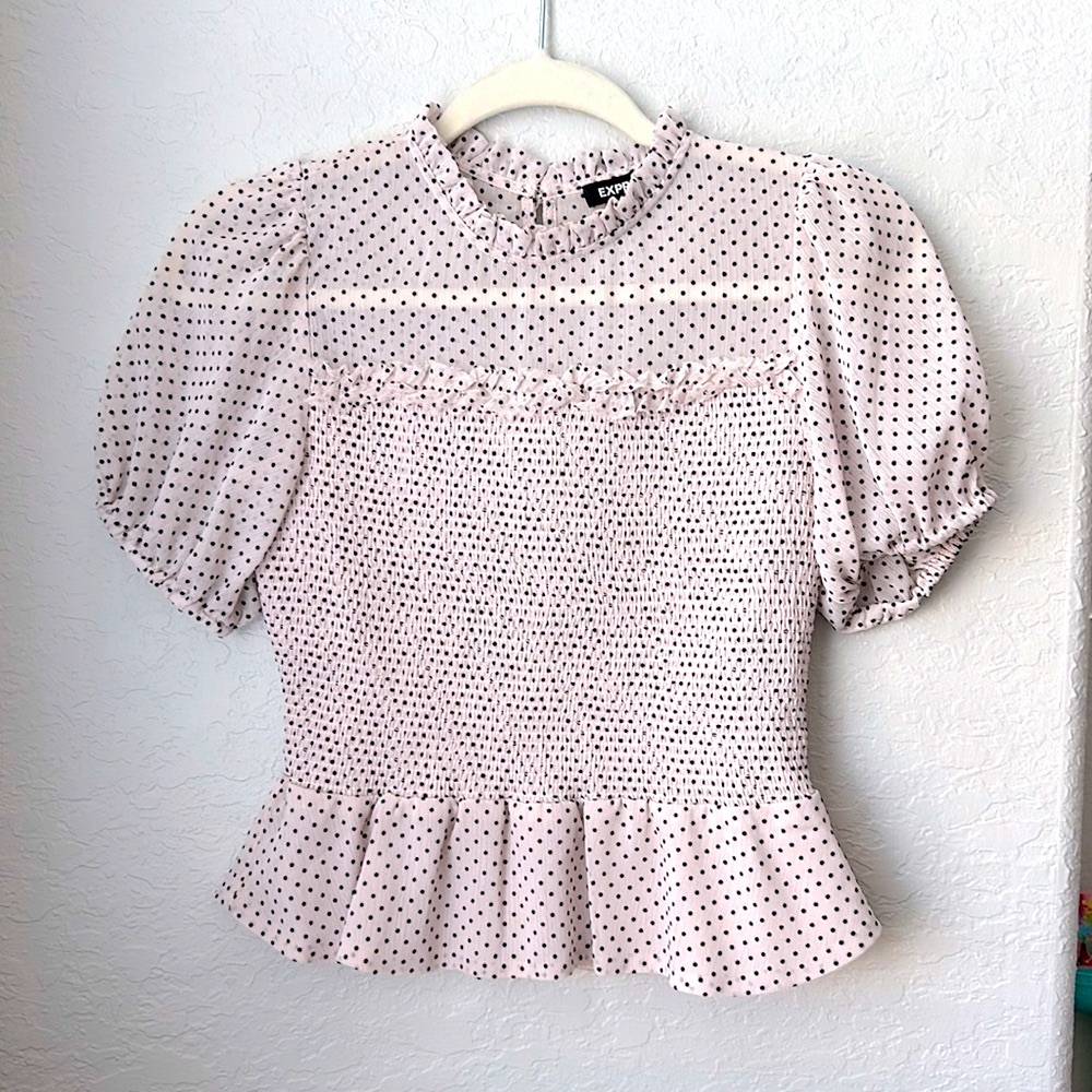 Express Brand Woman’s Light Pink Polka Dot Top - Size XS